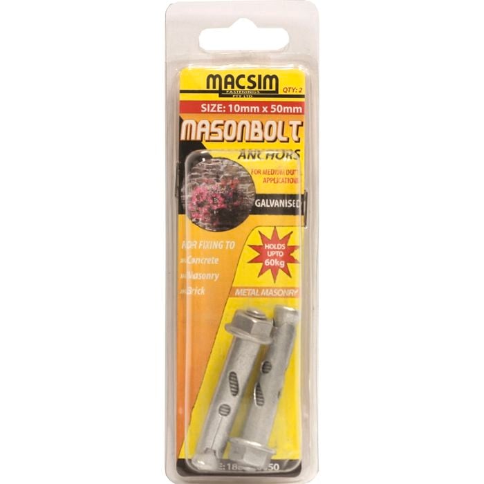 Macsim Fasteners 10 x 50mm Galvanised Sleeve Anchor