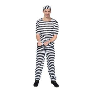 More Than Party Adult Prisoner Costume Striped Design Complete Set Mens Outfit
