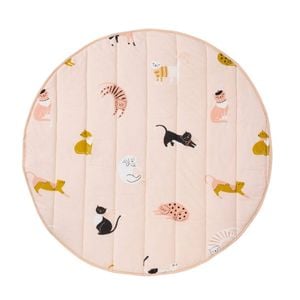 Linen House Kids 200gsm cats N Bows Reversible Play Mat Round Cotton 120cm