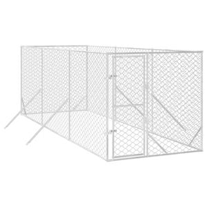 vidaXL Dog Kennel Outdoor Dog Crate Lockable Dog House Silver Galvanised Steel 2x2x2 m