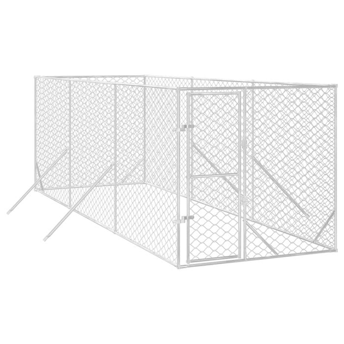 vidaXL Dog Kennel Outdoor Dog Crate Lockable Dog House Silver Galvanised Steel 2x2x2 m