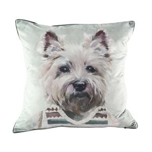 MM Linen Pawtrait Velvet Westie In A Vestie Home Decor Cushion 50x50cm