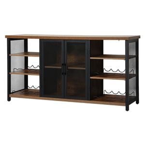 Levede Adjustable Industrial Wine Rack Bar Cabinet Walnut