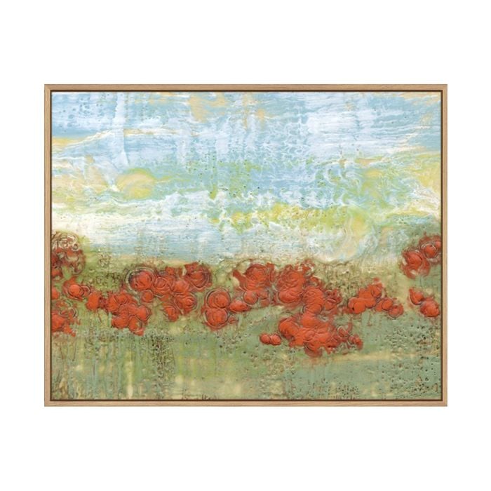 Artey | Coral Poppies II - Framed Canvas - Natural Frame - 55 x 70cm