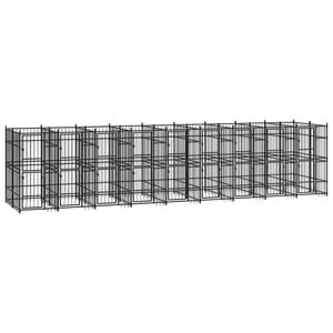 vidaXL Outdoor Dog Kennel Steel Garden Puppy Pet Enclosure Supply Cage House