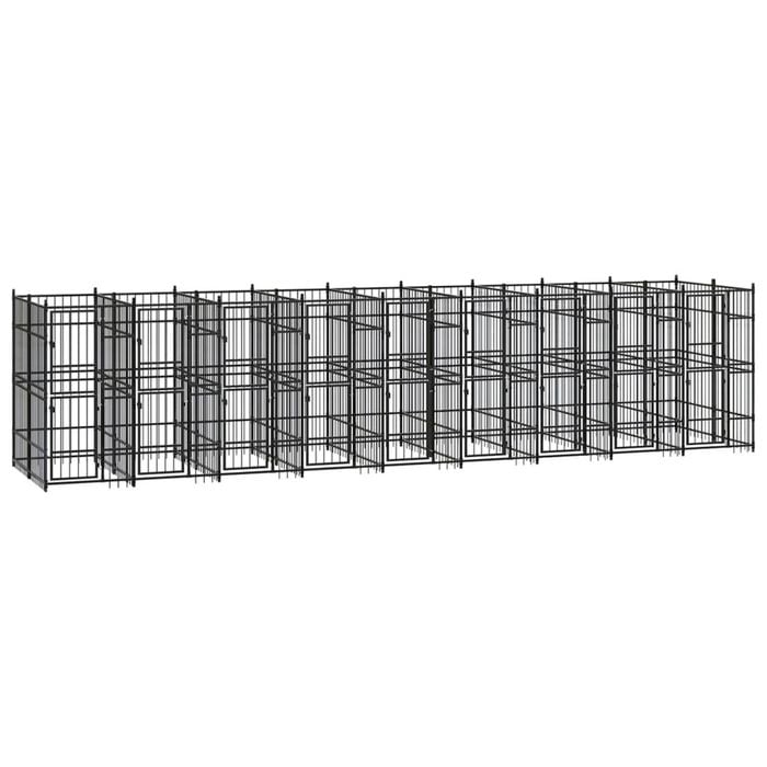 vidaXL Outdoor Dog Kennel Steel Garden Puppy Pet Enclosure Supply Cage House