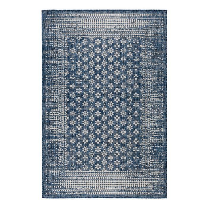 Fab Habitat 80x150cm Blue Pearl Floral Polypropylene Outdoor Rug