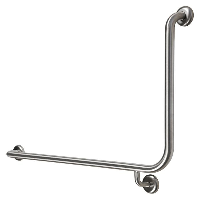 Metlam Australia 950mm x 600mm Satin Stainless Steel 90 Degree Left Hand Grab Rail