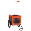 vidaXL Pet Bike Trailer Dog Stroller Orange and Black Oxford Fabric and Iron 63x123x66 cm