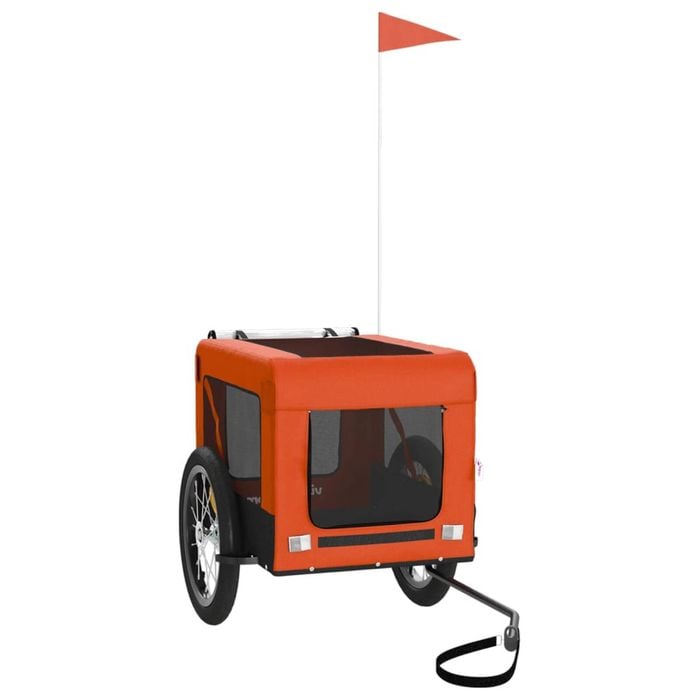 vidaXL Pet Bike Trailer Dog Stroller Orange and Black Oxford Fabric and Iron 63x123x66 cm