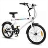 Costway 50cm Commuter Bicycle Lighted Bike 6 Speed Adjust Steel White