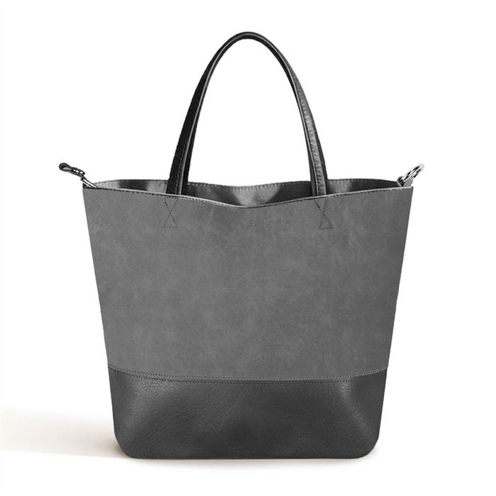 Catzon Travel Tote Bag Soft Leather Large Capacity Bucket Handbags-grey