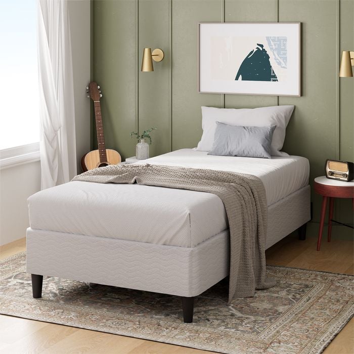 Zinus Single Fabric Bed Base Ensemble Base - White