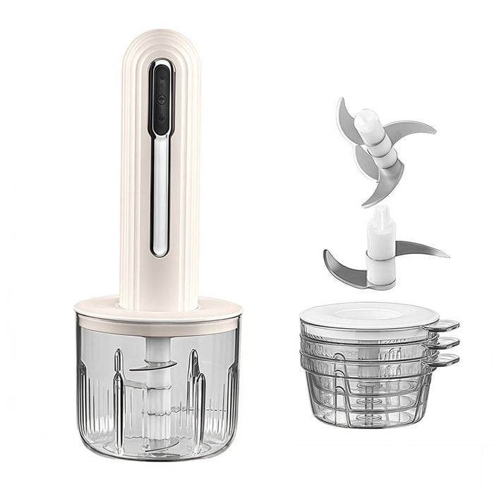 Catzon Electric Garlic Chopper Usb Rechargeable Cordless Vegetable Masher-white