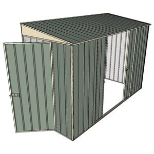 Build-A-Shed 1.2 x 3.0 x 2.0m Tunnel Shed Tunnel Hinged Door with 2 Sliding Side Doors - Green
