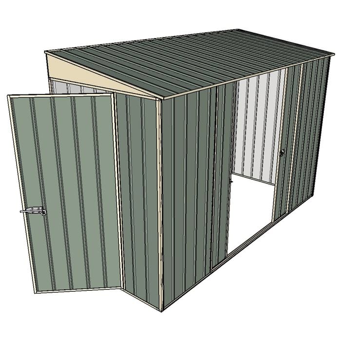 Build-A-Shed 1.2 x 3.0 x 2.0m Tunnel Shed Tunnel Hinged Door with 2 Sliding Side Doors - Green