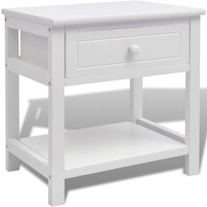 vidaXL Bedside Cabinet Wood White Bedroom Lamp Nightstand Drawer End Table