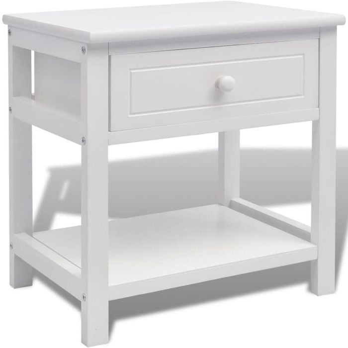 vidaXL Bedside Cabinet Wood White Bedroom Lamp Nightstand Drawer End Table