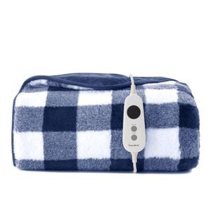 Dreamaker Gingham Plush Electric Heated Throw Blanket Midnight Blue - 130x160cm | Overheat Protection, 9 Heat Setting, Washable
