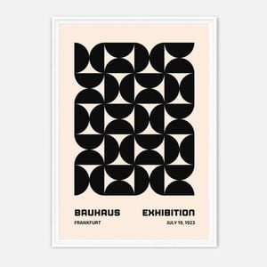 Galrie Bauhaus 1923 Exhibition Poster-Stunning Geometric Abstract Art Modern Print Decor, White Frame, A0 84 x 119cm (33x47inch)