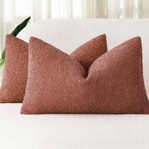 Gioia Casa Twin-Pack Bouclé Cushion Covers - Soft Textured Polyester with Hidden Zipper (Brick, 30cm x 50cm)
