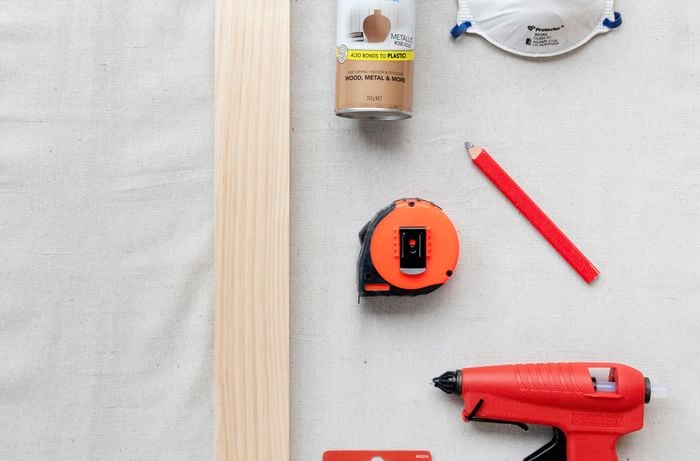 Tools and materials needed to make a photo display.