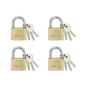 Syneco 40mm Brass Padlocks - 4 Pack