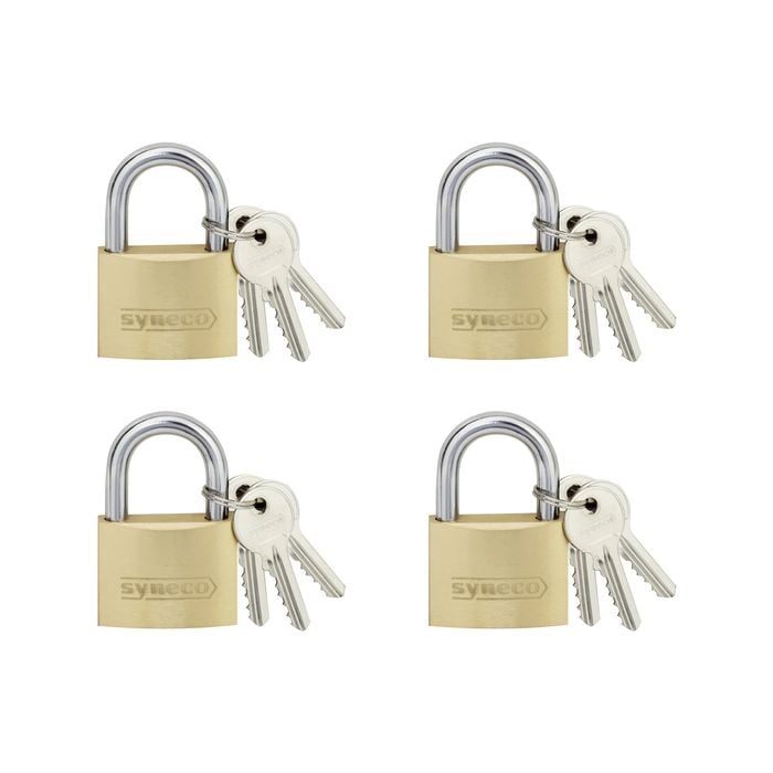 Syneco 40mm Brass Padlocks - 4 Pack