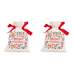 2PK Annabel Trends Santa Sack Christmas Holiday Gift Bag 43x30cm Meowy Christmas