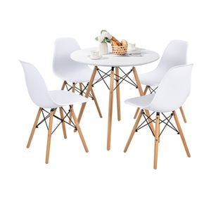 Costway 5pcs Dining Table Set Wood Dining Table Chairs Home Furniture White