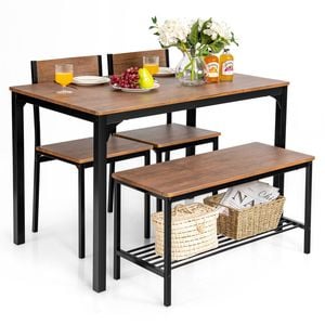 Costway Dining Table Chairs Set W/storage Rack Cafe Pub