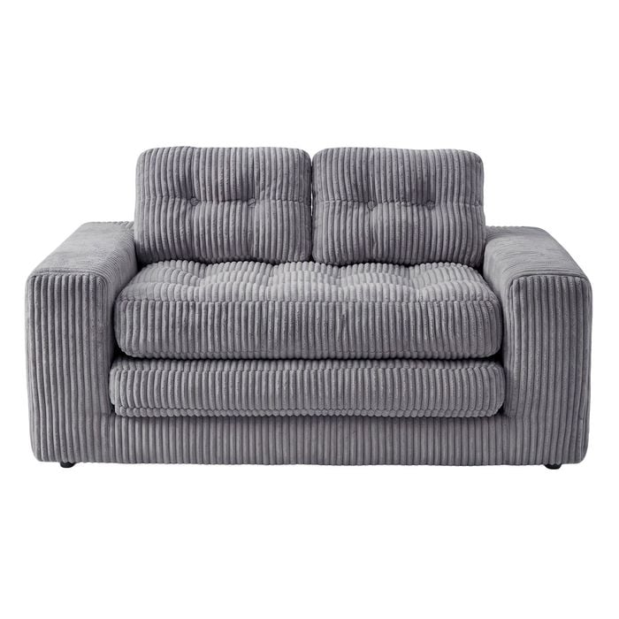 Ufurniture 142cm Convertible 2 Seater Sofa Bed w/ 2 Pillow Boneless Corduroy Loveseat Floor Sleeper Sofa Grey