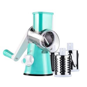 Catzon Rotary Food Grater With 3 Replaceable Blades Strong Suction Base-blue