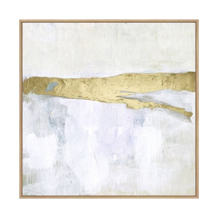 Artey | Gold Ribbon Horizon II - Framed Canvas - Natural Frame - 100 x 100cm