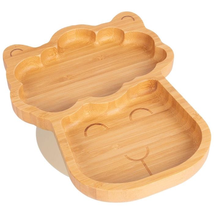 Tiny Dining Bamboo Llama Baby Feeding Plate with Suction Cup - Beige