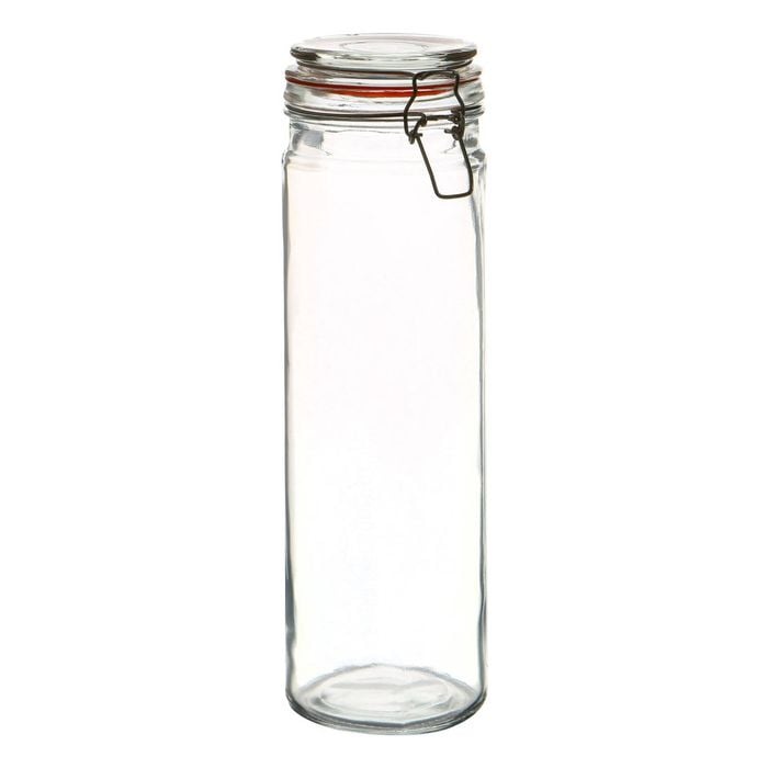 Argon Tableware Glass Spaghetti Jar - 2l/70.3oz - 4 Colour Seals Airtight Kitchen Storage Container Preserving Jar