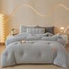 CottonMore Thick Winter Warm Quilt Reversible Waffle Plush Comforter 200x230cm - Grey