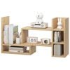 Ufurniture Desktop Bookshelf with Storage, 4-Tier Shelf with Wire Grid & 5 Hooks for Home Office, Oak