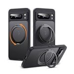 360°Rotatable Magnetic Ring Black Case Magsafe With Stand & Ring Holder - For Google Pixel 8A