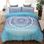 Blue Mandala Quilt Cover Set (Double size)