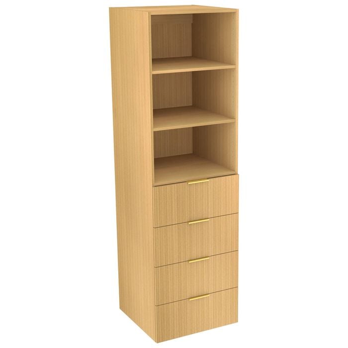 Lugna 2048 x 600 x 580mm Sand Ready to Assemble Robe Insert 2 Shelf 4 Drawer Unit