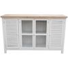 Coast Fir Wood Glass 4-Door Cabinet 130x80cm Rectangle Home Room Furniture White
