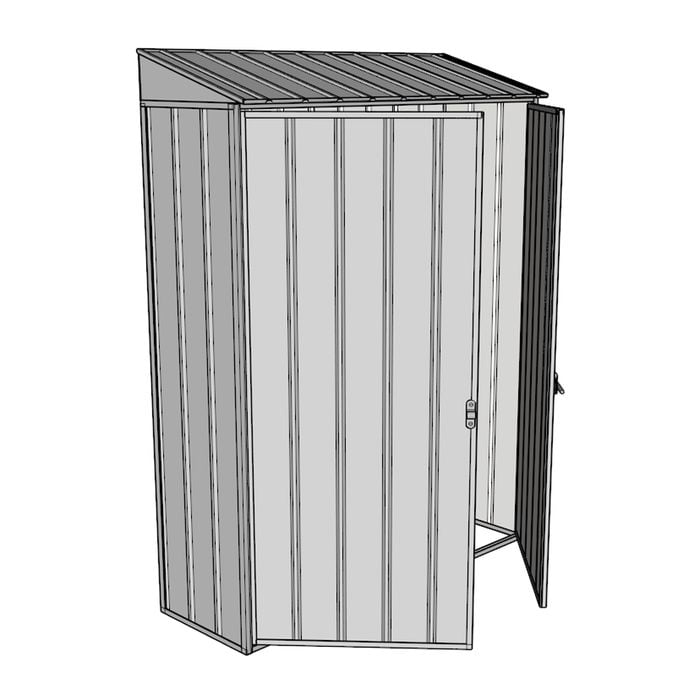 Build-a-Shed 0.4 x 1.5m Double Hinged Door Garden Locker - Zinc