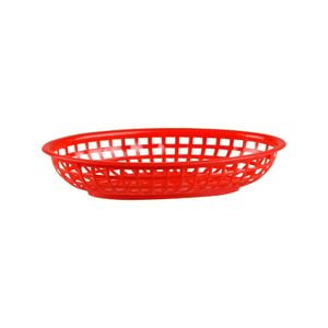 Plastic Oval Bread Baskets Small 24 x 15cm Set of 12 Red