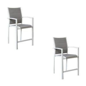 Oro 2pc Set Aluminium Outdoor Dining Bar Chair White