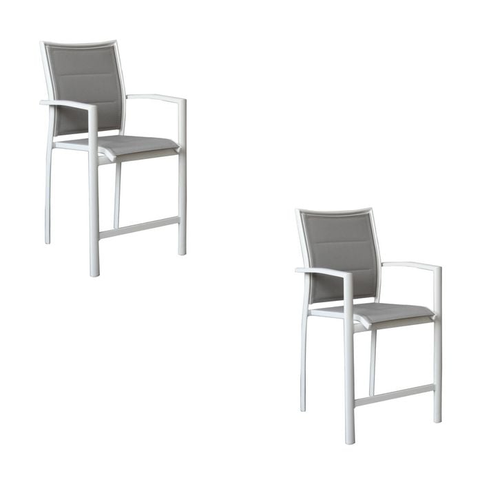 Oro 2pc Set Aluminium Outdoor Dining Bar Chair White