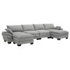 Homfurn 5 Seater Modular Sectional Sofa, Grey