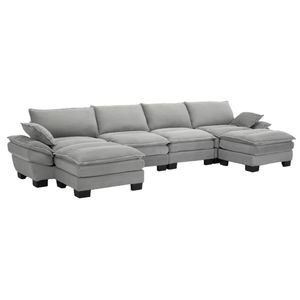 Homfurn 5 Seater Modular Sectional Sofa, Grey