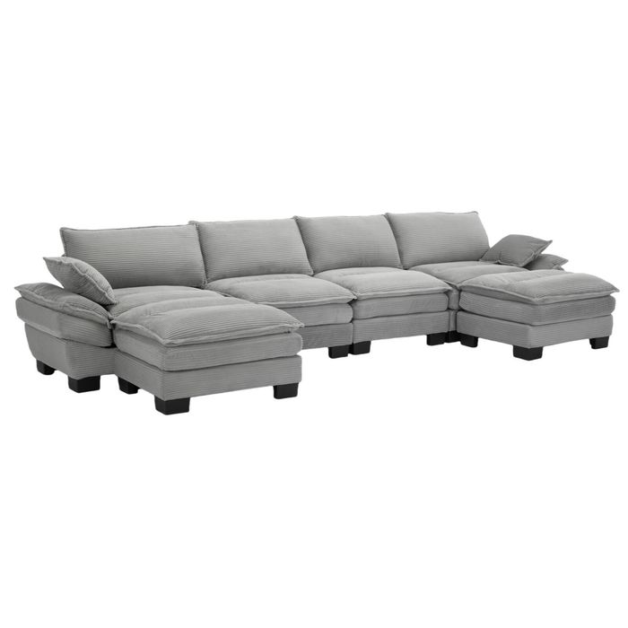 Homfurn 5 Seater Modular Sectional Sofa, Grey