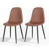 1 Set of 2 Artiss Dining Chairs PU Leather Brown